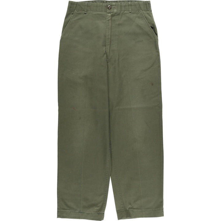 1980'S US military genuine military utility pants made in USA 32x33 equivalent to men's w32 polyester Khaki type Vintage Second Hand