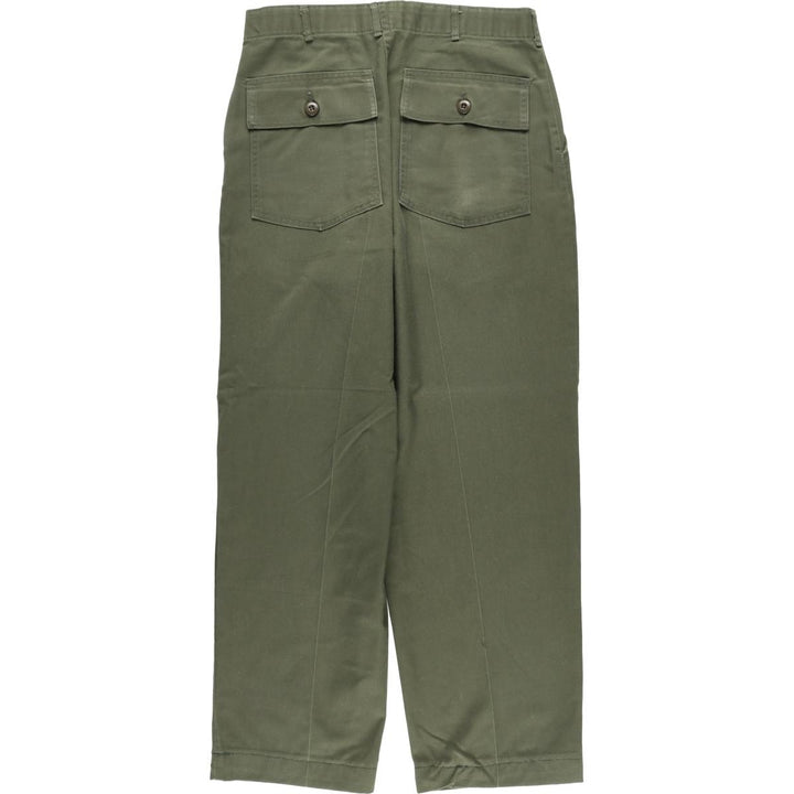 1980'S US military genuine military utility pants made in USA 32x33 equivalent to men's w32 polyester Khaki type Vintage Second Hand