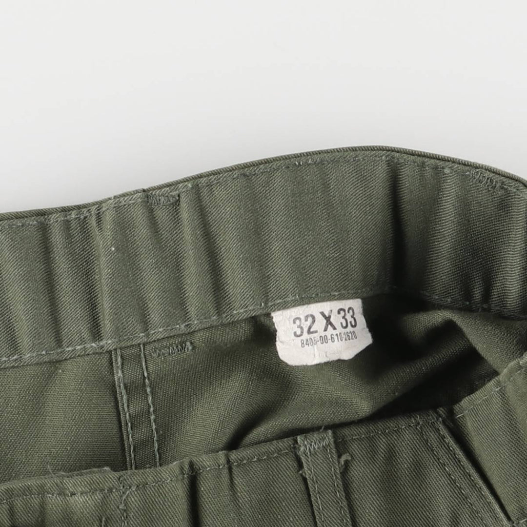 1980'S US military genuine military utility pants made in USA 32x33 equivalent to men's w32 polyester Khaki type Vintage Second Hand