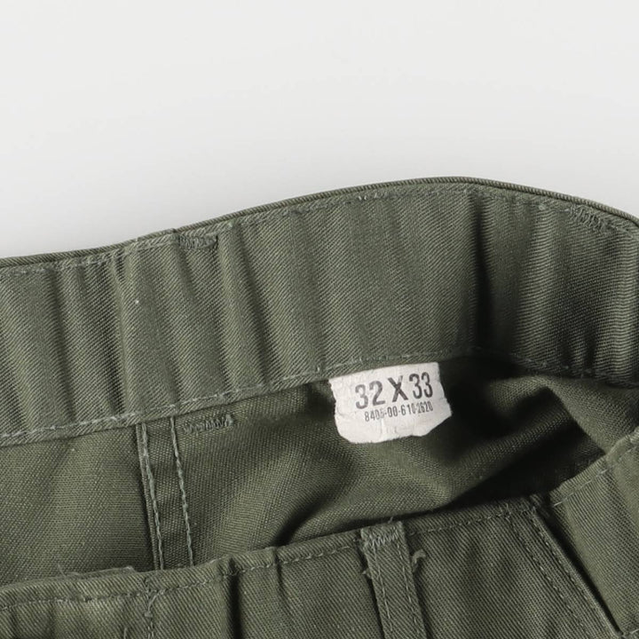 1980'S US military genuine military utility pants made in USA 32x33 equivalent to men's w32 polyester Khaki type Vintage Second Hand