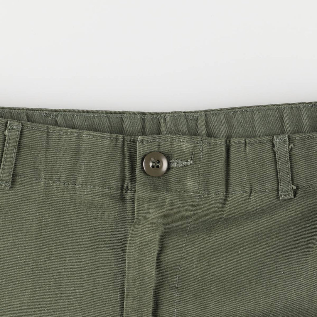 1980'S US military genuine military utility pants made in USA 32x33 equivalent to men's w32 polyester Khaki type Vintage Second Hand