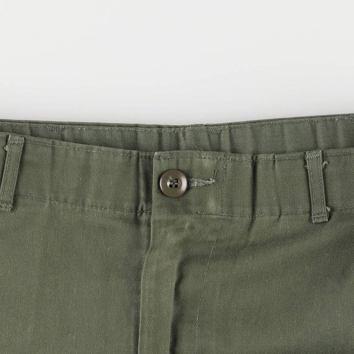 1980'S US military genuine military utility pants made in USA 32x33 equivalent to men's w32 polyester Khaki type Vintage Second Hand