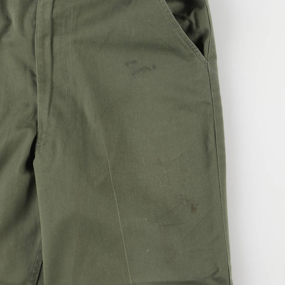 1980'S US military genuine military utility pants made in USA 32x33 equivalent to men's w32 polyester Khaki type Vintage Second Hand