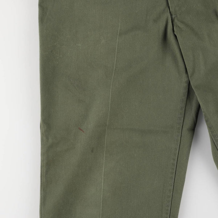1980'S US military genuine military utility pants made in USA 32x33 equivalent to men's w32 polyester Khaki type Vintage Second Hand