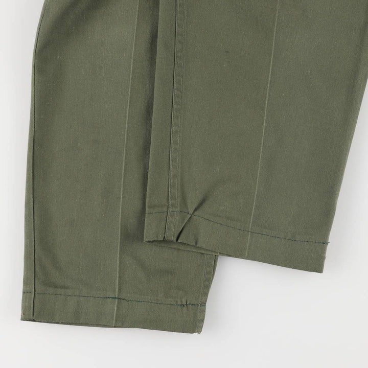 1980'S US military genuine military utility pants made in USA 32x33 equivalent to men's w32 polyester Khaki type Vintage Second Hand