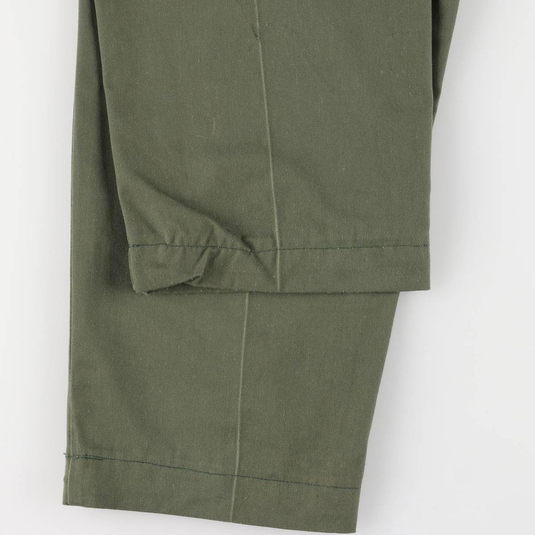 1980'S US military genuine military utility pants made in USA 32x33 equivalent to men's w32 polyester Khaki type Vintage Second Hand