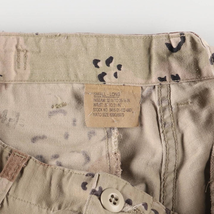 1990'S US Military 6C Dessert Chocolate Chip Camo Military Cargo Pants, Combat Pants, Small-Long, Men's, Size W31 cotton Beige type Vintage Second Hand