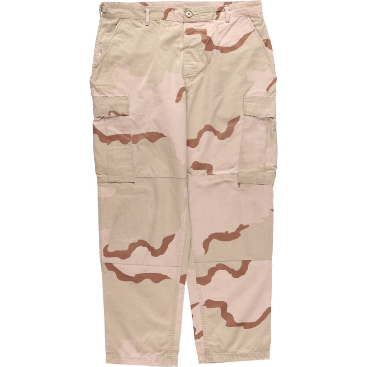 00'S US Military Genuine Camouflage Pattern 3C Desert Camo Ripstop Military Cargo Pants Combat Pants Made in USA LARGE-REGULAR Nylon Beige type Vintage Second Hand
