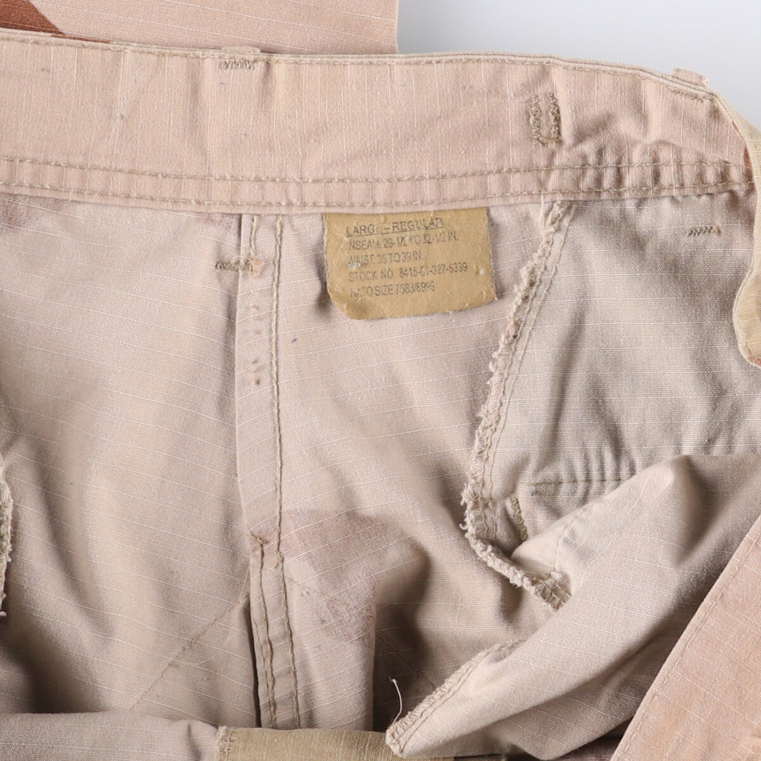 00'S US Military Genuine Camouflage Pattern 3C Desert Camo Ripstop Military Cargo Pants Combat Pants Made in USA LARGE-REGULAR Nylon Beige type Vintage Second Hand