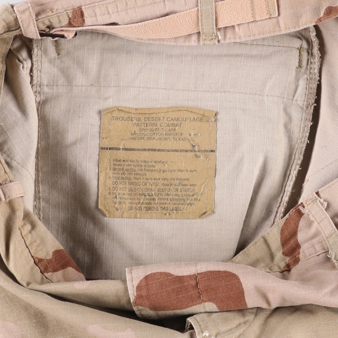 00'S US Military Genuine Camouflage Pattern 3C Desert Camo Ripstop Military Cargo Pants Combat Pants Made in USA LARGE-REGULAR Nylon Beige type Vintage Second Hand
