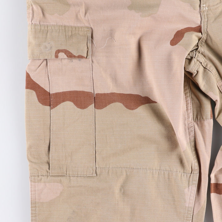 00'S US Military Genuine Camouflage Pattern 3C Desert Camo Ripstop Military Cargo Pants Combat Pants Made in USA LARGE-REGULAR Nylon Beige type Vintage Second Hand