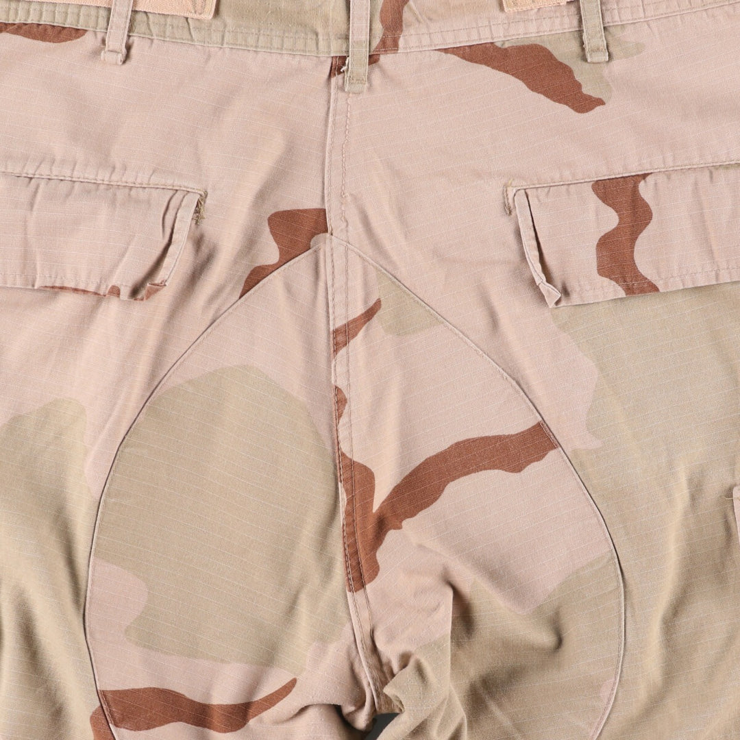 00'S US Military Genuine Camouflage Pattern 3C Desert Camo Ripstop Military Cargo Pants Combat Pants Made in USA LARGE-REGULAR Nylon Beige type Vintage Second Hand