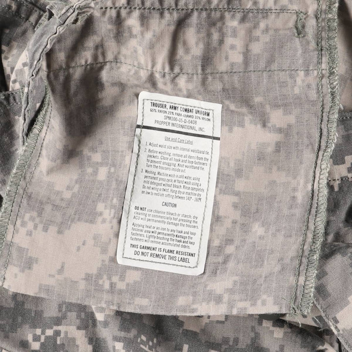 00'S US Military Camouflage Pattern ACU Digital Camo Military Cargo Pants Combat Pants Made in USA LARGE-REGULAR Men's w37 Rayon Beige type Vintage Second Hand