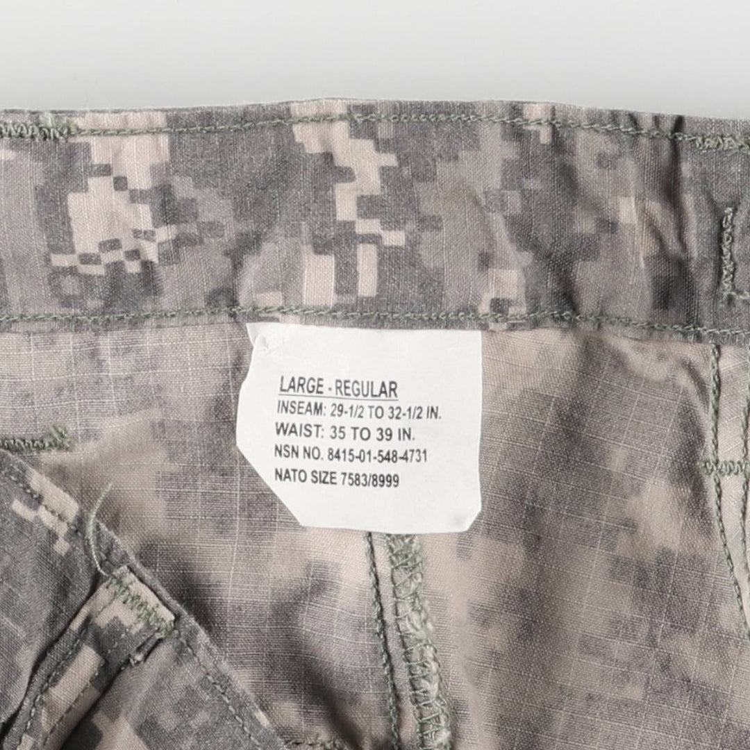 00'S US Military Camouflage Pattern ACU Digital Camo Military Cargo Pants Combat Pants Made in USA LARGE-REGULAR Men's w37 Rayon Beige type Vintage Second Hand