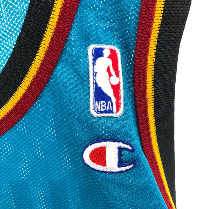 90'S Champion Detroit Pistons Mesh Game Shirt Replica Uniform Men's M Size Vintage Nylon turquoise blue Vintage Second Hand
