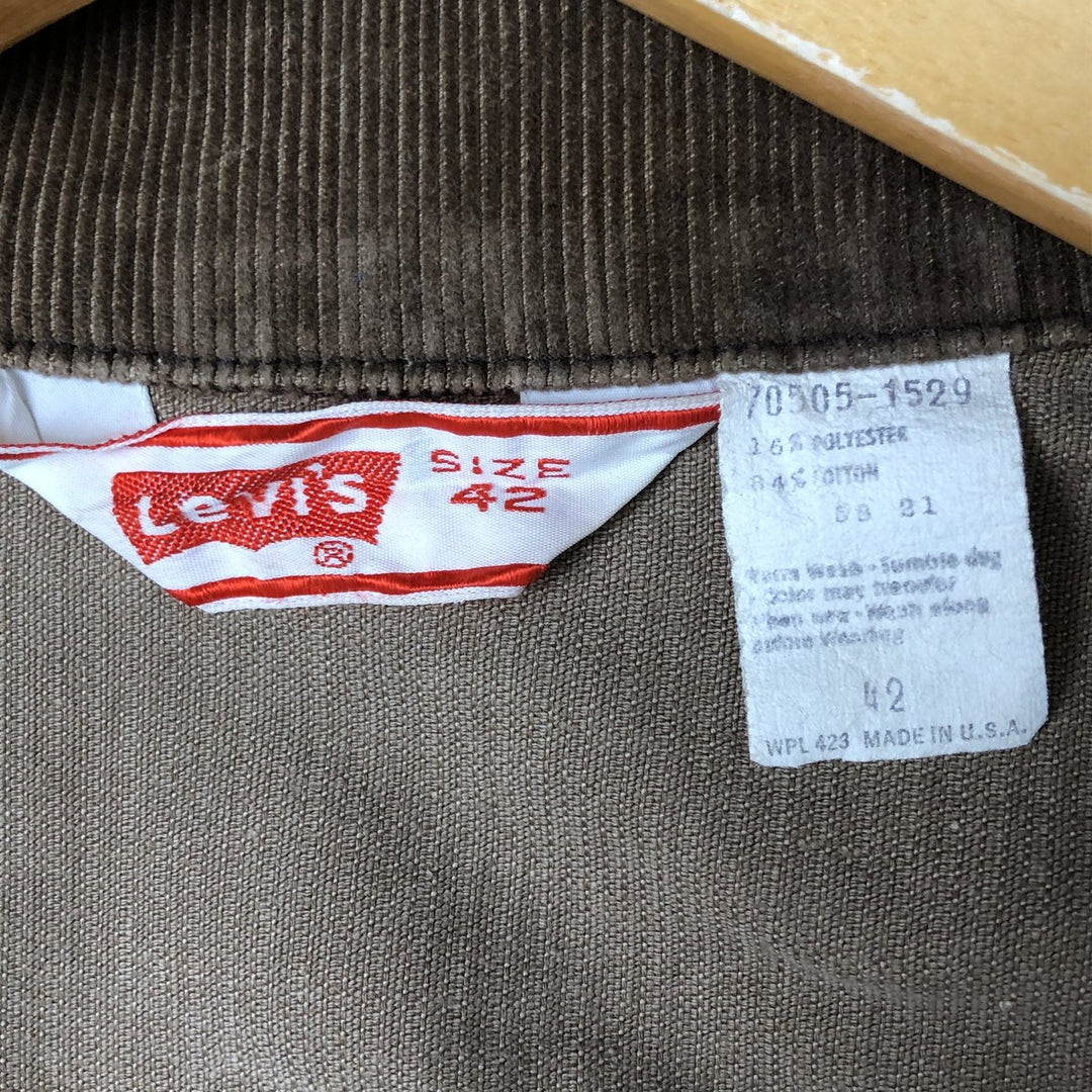 70's Levi's 70505-1529 Trucker Type Corduroy Jacket Made in USA Men's M Size Vintage polyester brown type Vintage Second Hand