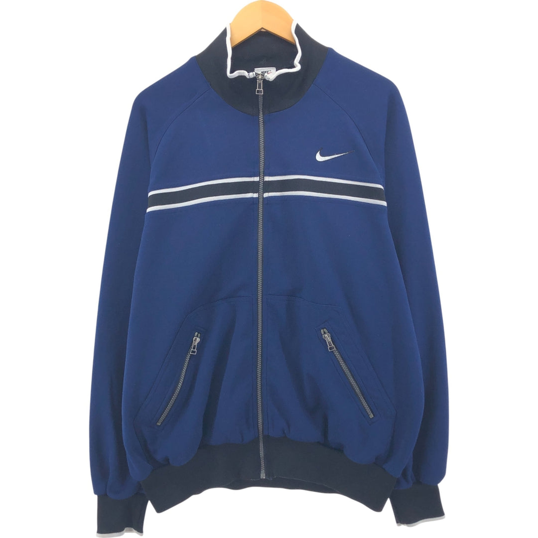 90'S Nike Jersey Track Jacket Men's L Size Vintage polyester navy blue type Vintage Second Hand