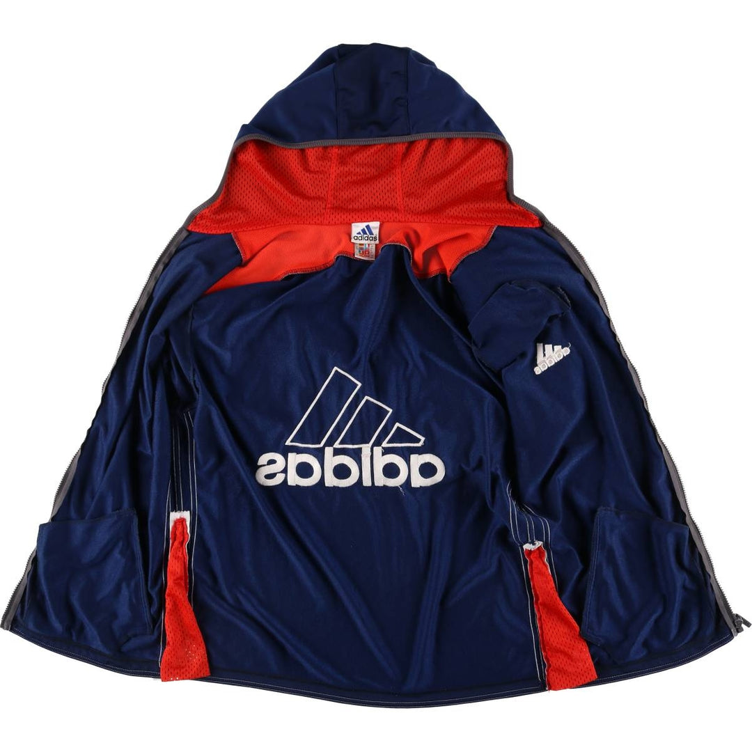 90s~00'S Adidas Back Logo Jersey Hoodie Track Jacket Men's M polyester navy blue type Vintage Second Hand