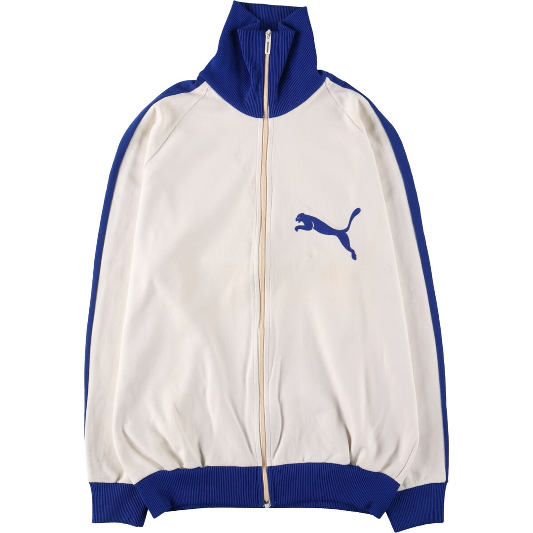 60s-70'S PUMA Eyes and Mouth Jersey Track Jacket Men's Size L Vintage SYNTHETIC pale white type Vintage Second Hand