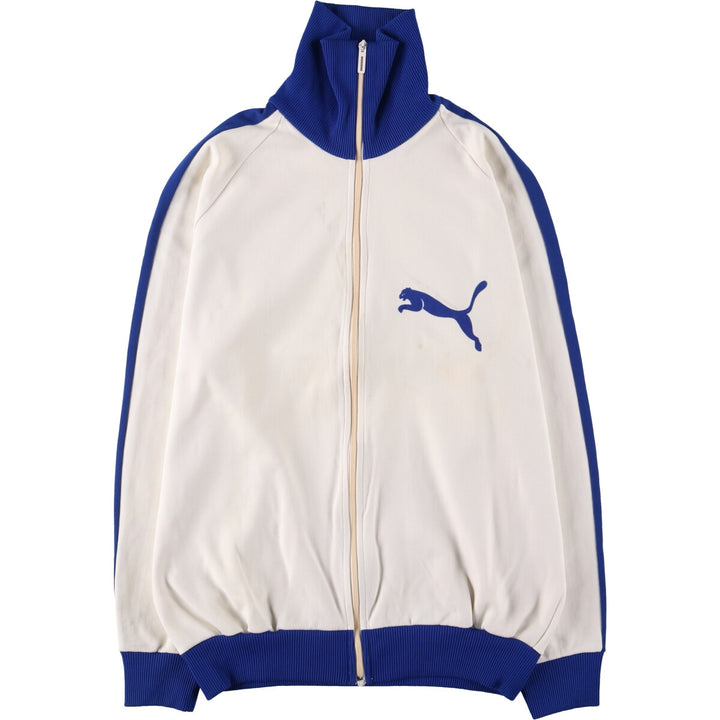 60s-70'S PUMA Eyes and Mouth Jersey Track Jacket Men's Size L Vintage SYNTHETIC pale white type Vintage Second Hand
