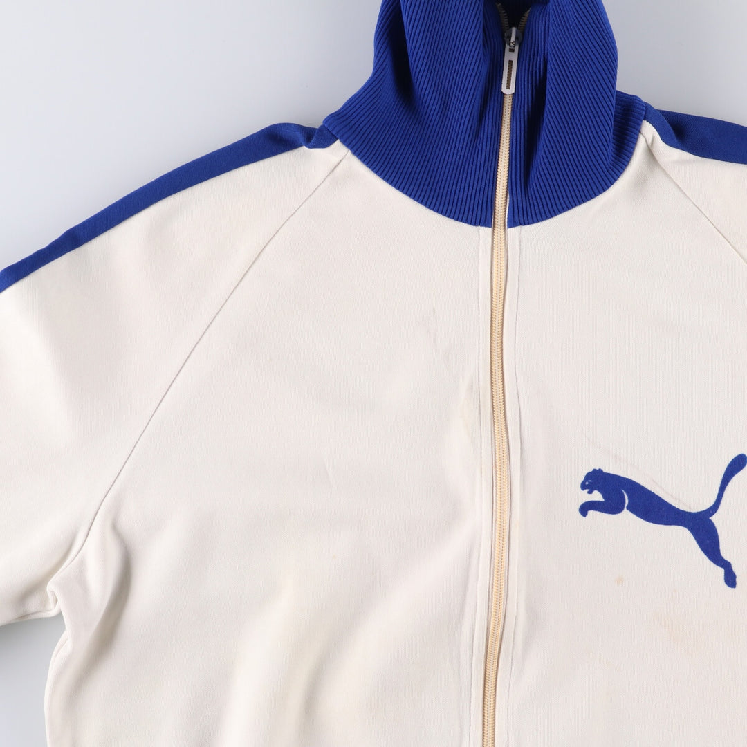 60s-70'S PUMA Eyes and Mouth Jersey Track Jacket Men's Size L Vintage SYNTHETIC pale white type Vintage Second Hand