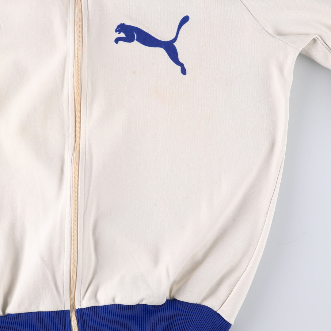 60s-70'S PUMA Eyes and Mouth Jersey Track Jacket Men's Size L Vintage SYNTHETIC pale white type Vintage Second Hand