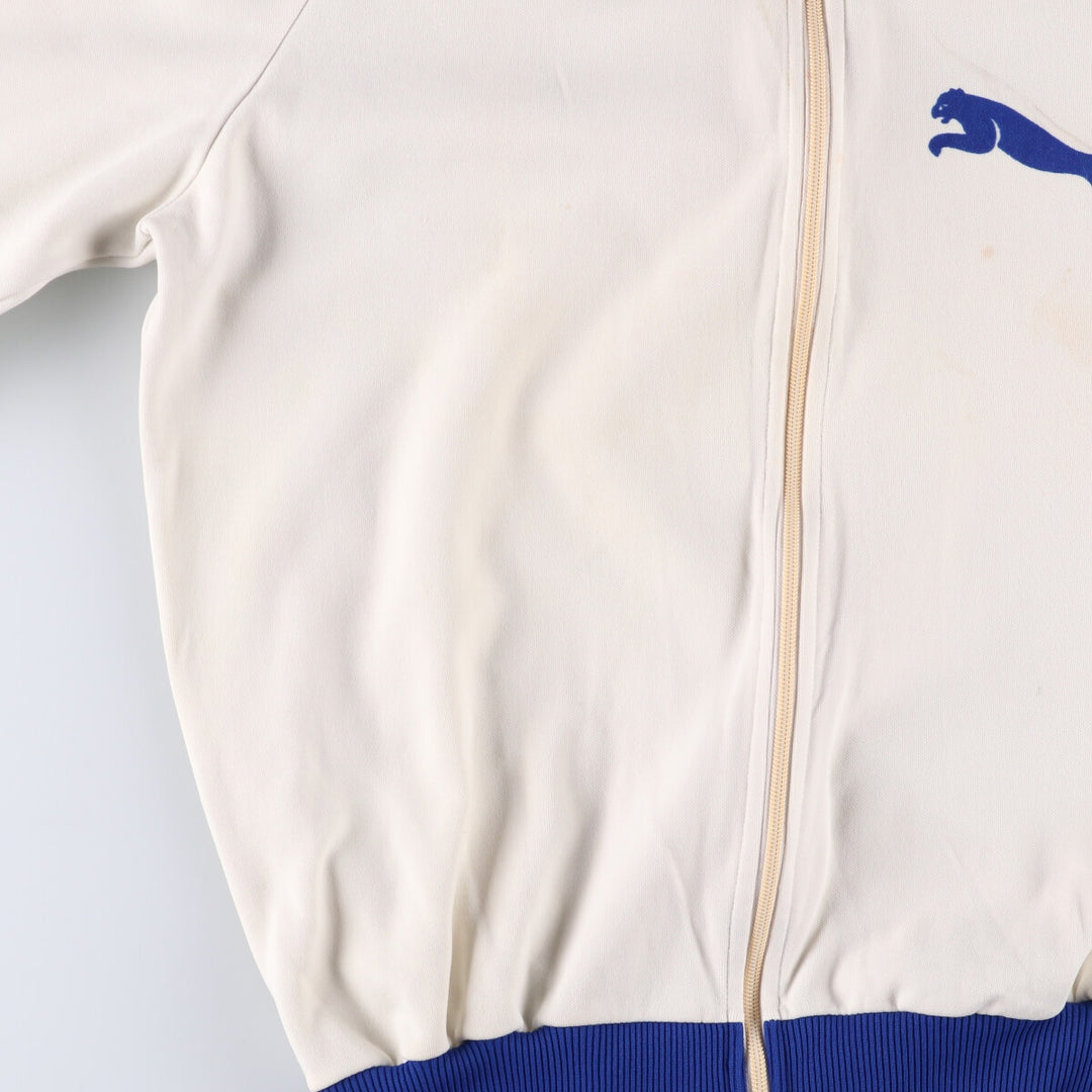 60s-70'S PUMA Eyes and Mouth Jersey Track Jacket Men's Size L Vintage SYNTHETIC pale white type Vintage Second Hand