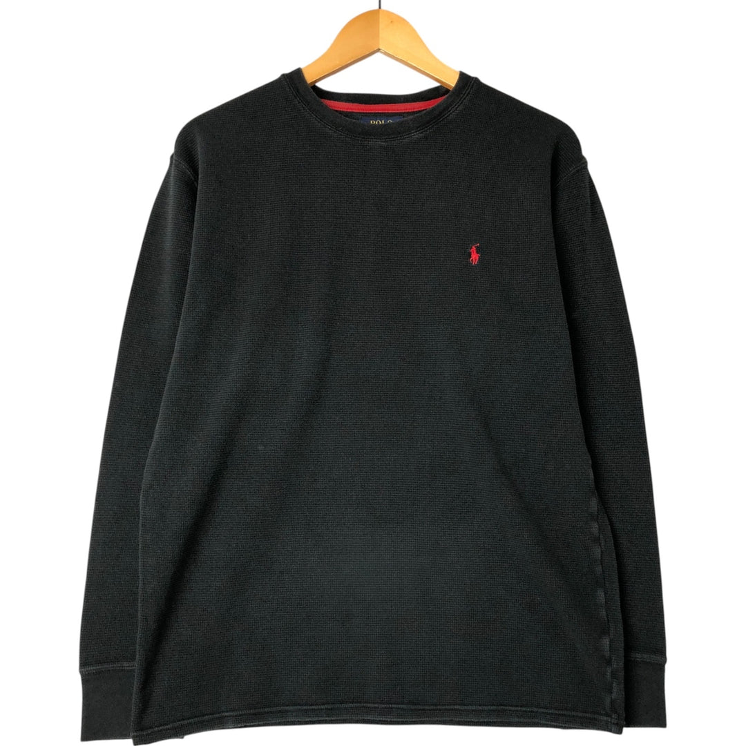 Ralph Lauren POLO RALPH LAUREN Thermal Long T-shirt Waffle Men's XL cotton black type Vintage Second Hand