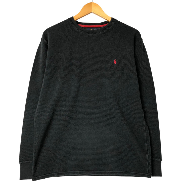 Ralph Lauren POLO RALPH LAUREN Thermal Long T-shirt Waffle Men's XL cotton black type Vintage Second Hand