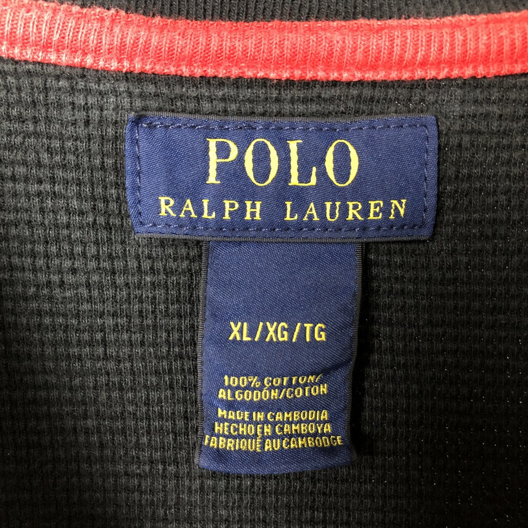 Ralph Lauren POLO RALPH LAUREN Thermal Long T-shirt Waffle Men's XL cotton black type Vintage Second Hand