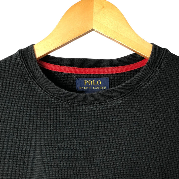 Ralph Lauren POLO RALPH LAUREN Thermal Long T-shirt Waffle Men's XL cotton black type Vintage Second Hand