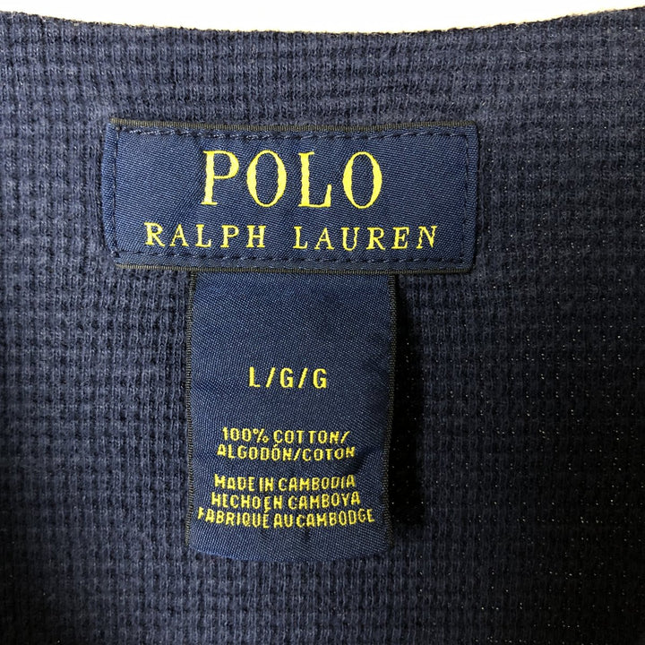 Ralph Lauren POLO RALPH LAUREN Thermal Ron T Waffle Men's L size cotton navy blue type Vintage Second Hand