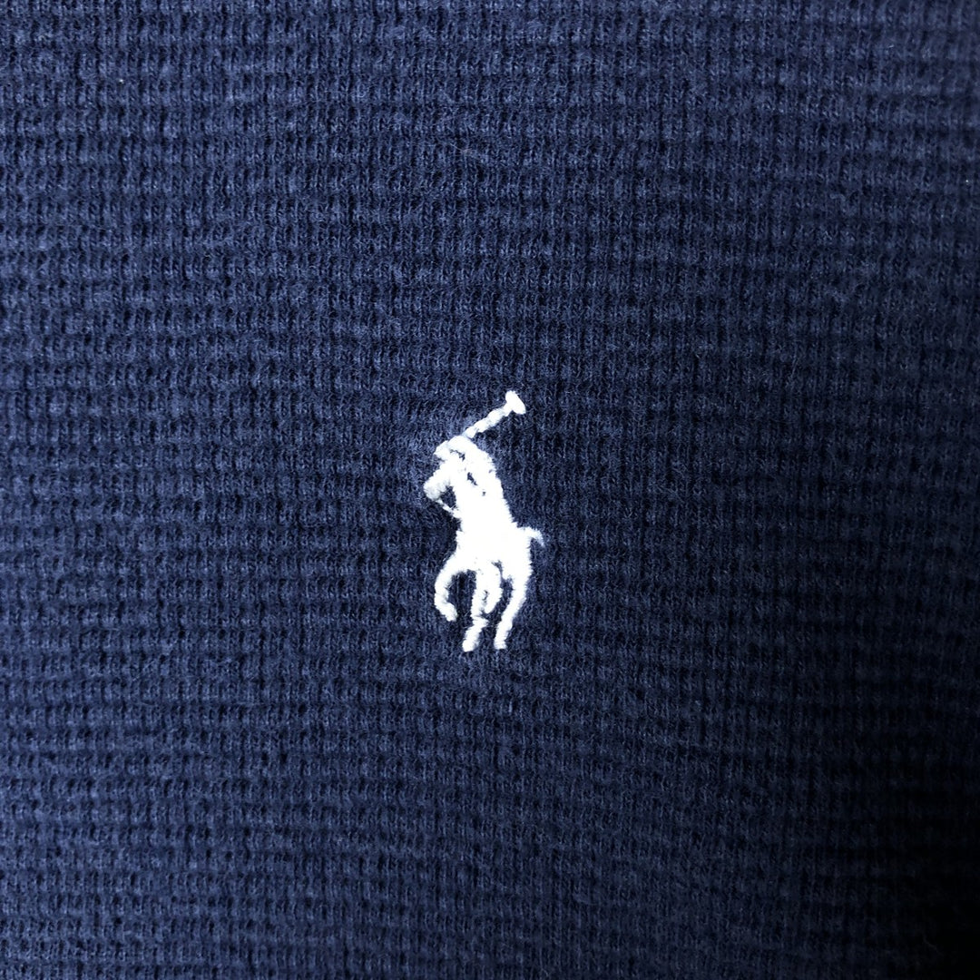 Ralph Lauren POLO RALPH LAUREN Thermal Ron T Waffle Men's L size cotton navy blue type Vintage Second Hand