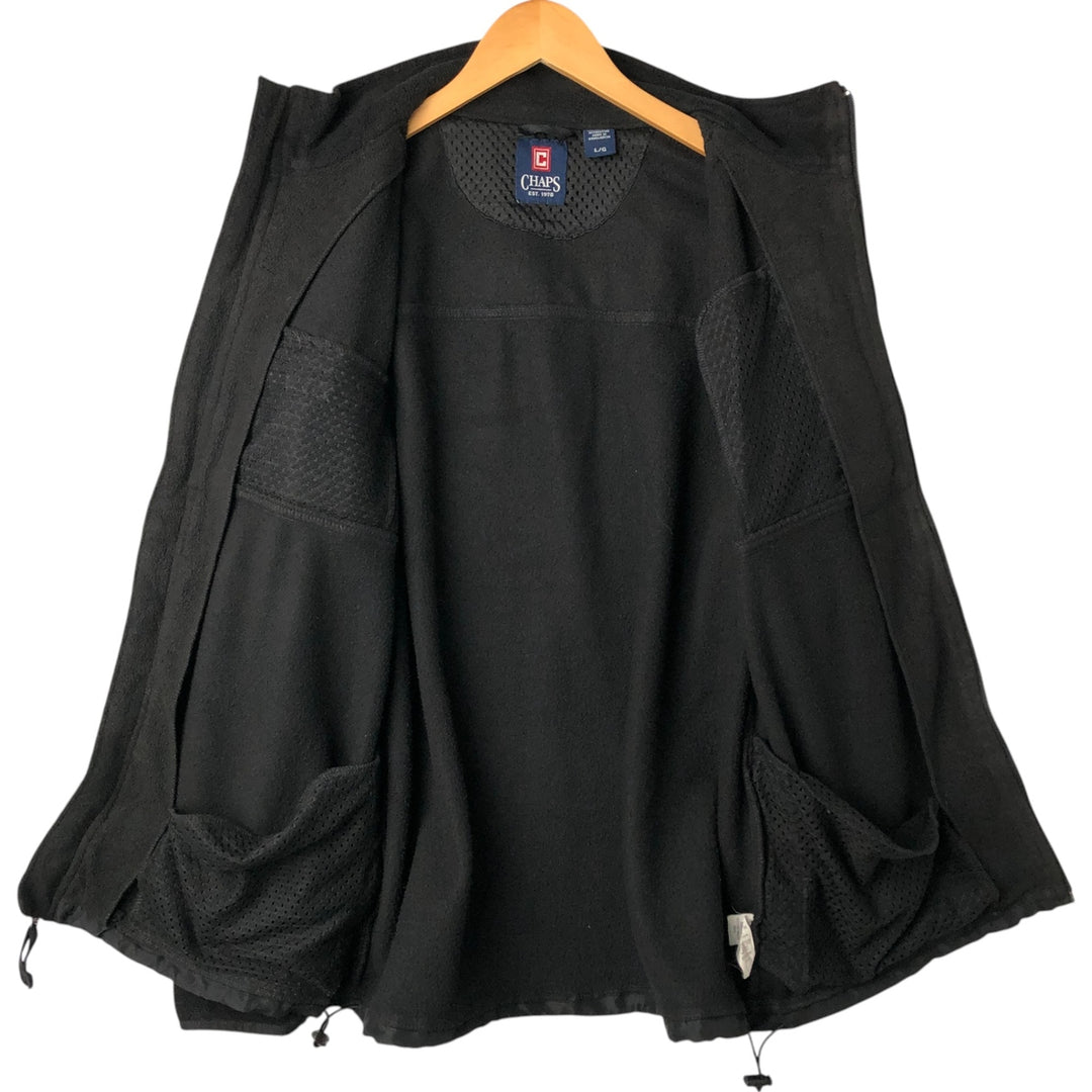 Ralph Lauren CHAPS fleece jacket, men's size L polyester black type Vintage Second Hand