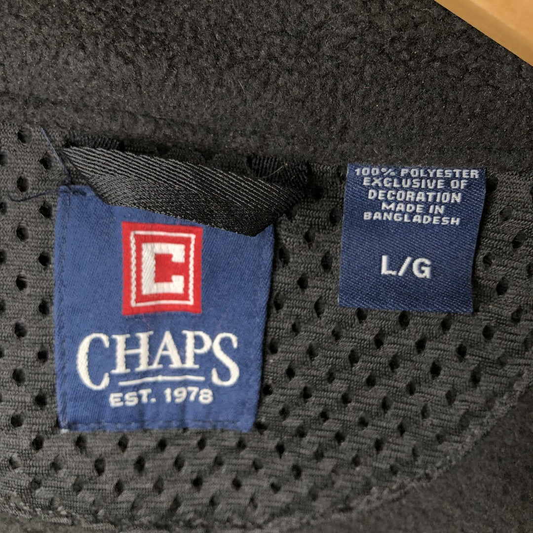 Ralph Lauren CHAPS fleece jacket, men's size L polyester black type Vintage Second Hand