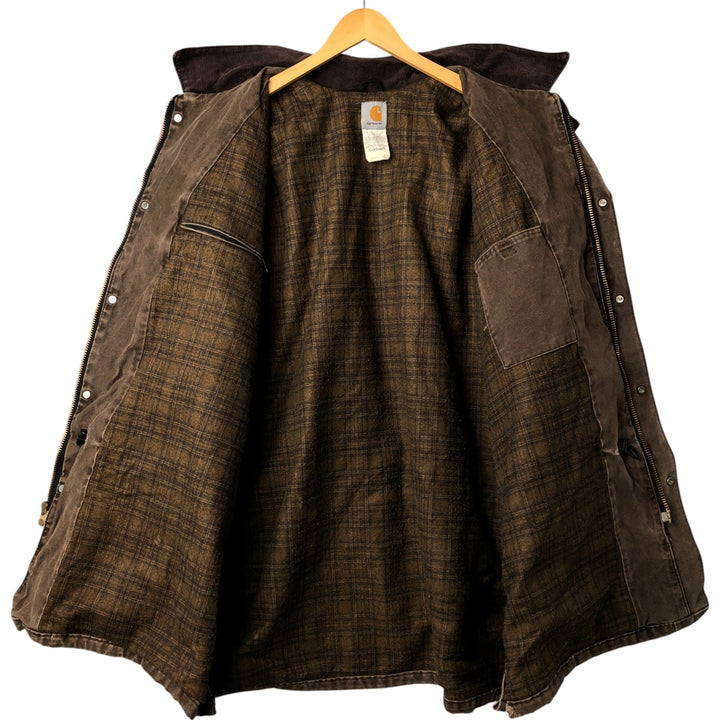 Oversized 2000'S Carhartt padded duck work jacket, men's size XXXL cotton brown type Vintage Second Hand