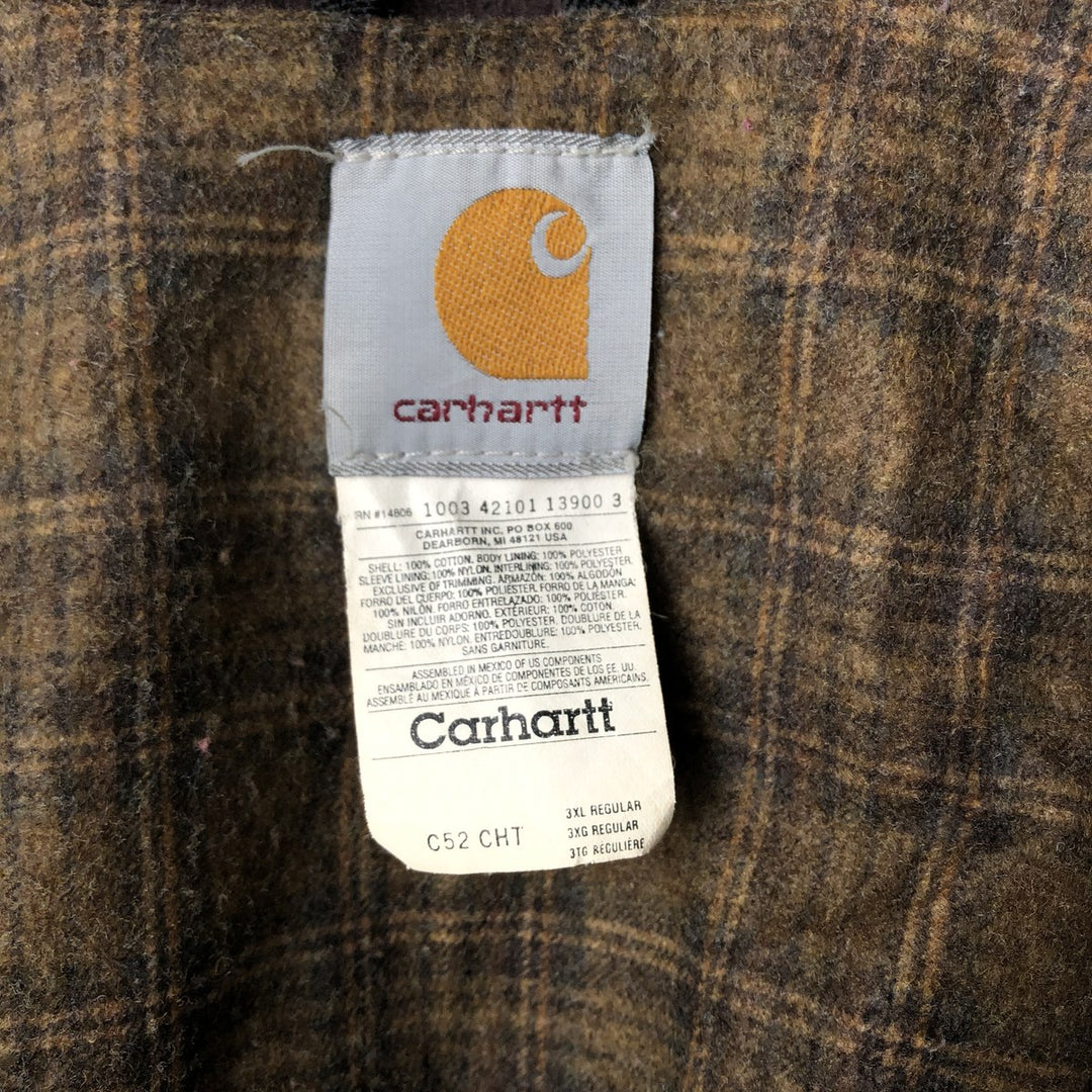 Oversized 2000'S Carhartt padded duck work jacket, men's size XXXL cotton brown type Vintage Second Hand