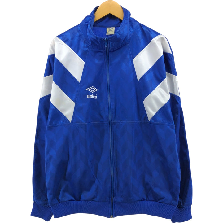 80'S UMBRO all-over print jersey track jacket, men's size L, vintage polyester blue type Vintage Second Hand