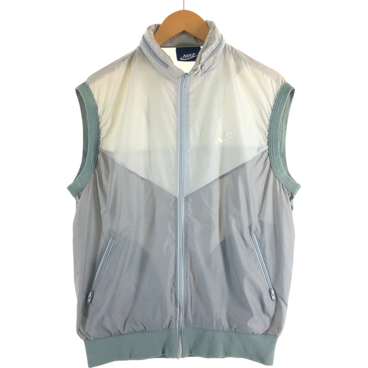 80'S Nike Navy Tag Nylon Vest Men's XL Size Vintage unclear gray type Vintage Second Hand