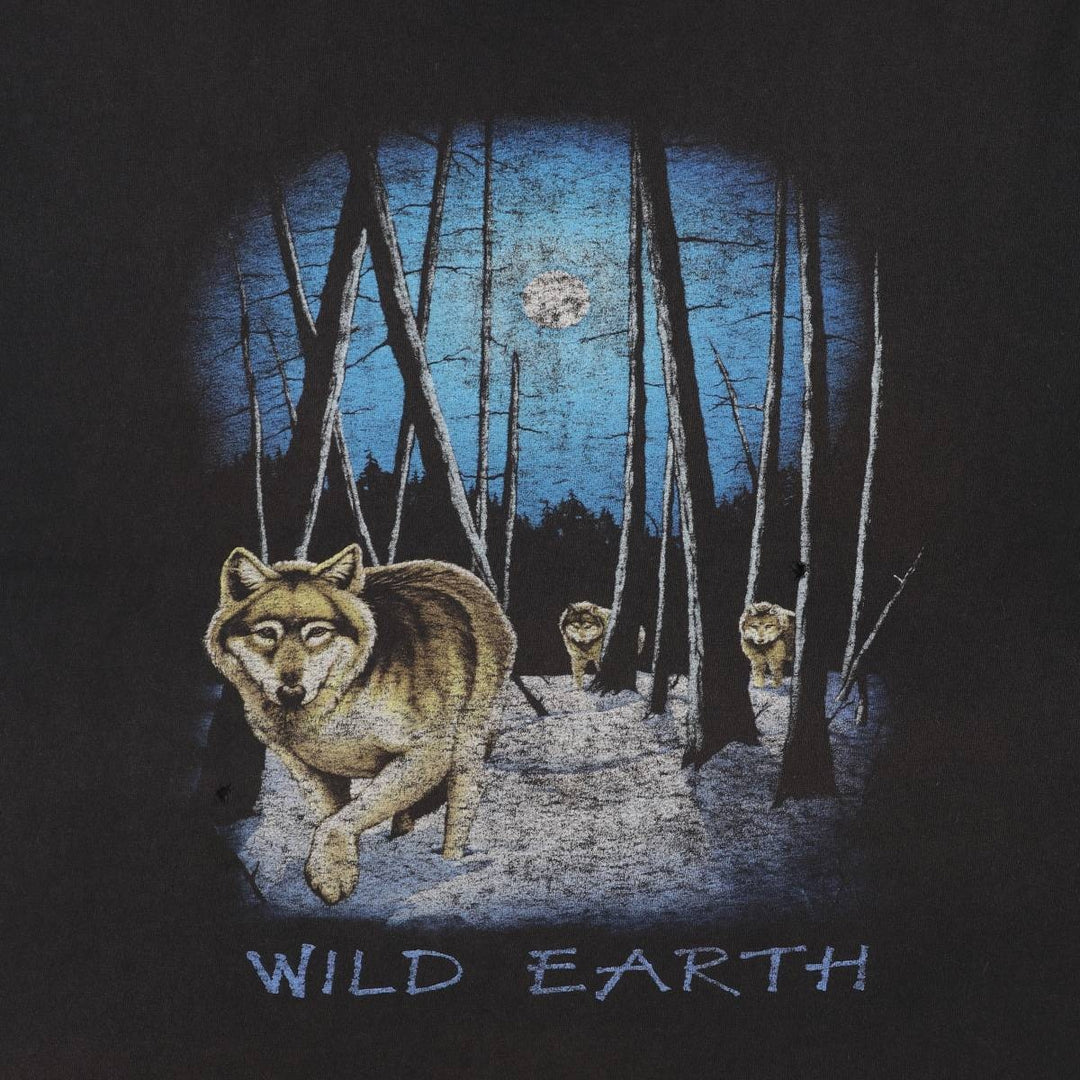 90'S Anvil Wolf Pattern Animal T-shirt Made in USA Men's XXL Vintage cotton black type Vintage Second Hand