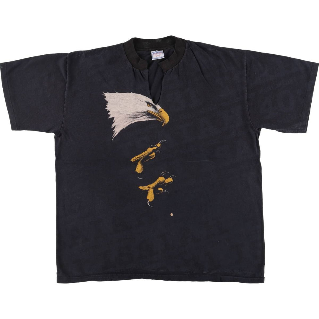 90'S ALLSPORT Eagle Pattern Animal T-shirt Made in USA Men's XXL Vintage cotton black type Vintage Second Hand