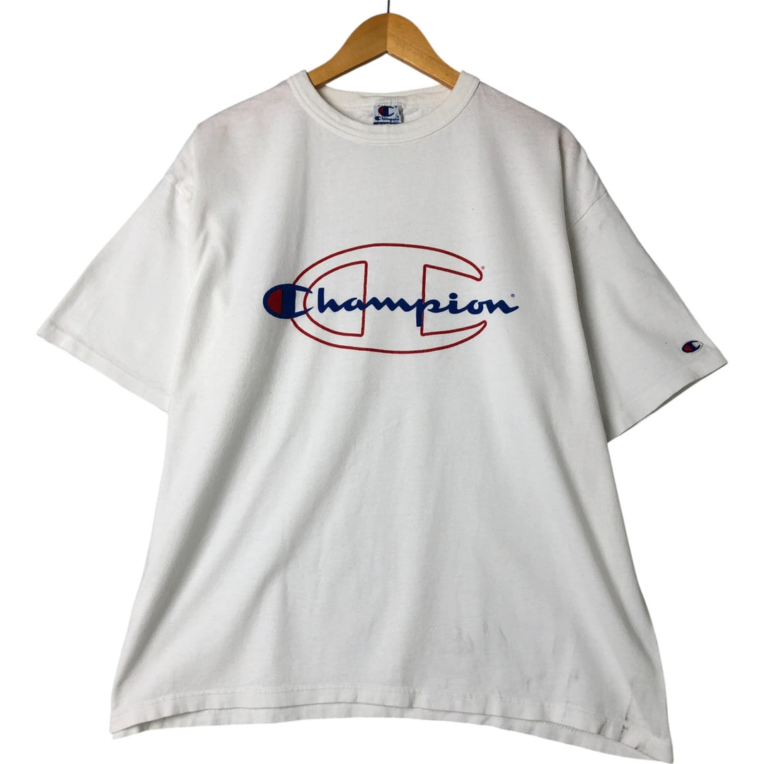 90'S Champion Logo Print T-Shirt Made in USA Men's XL Vintage cotton white type Vintage Second Hand