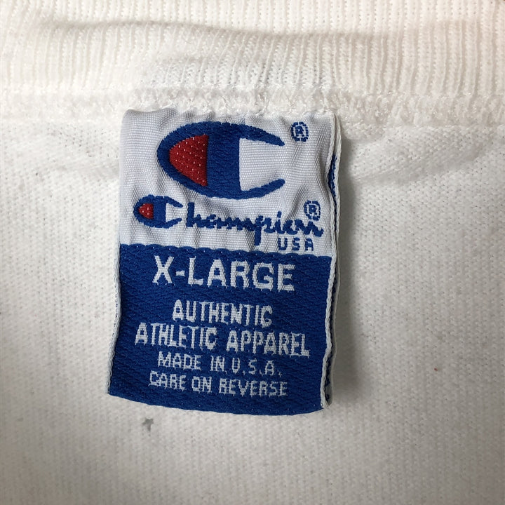 90'S Champion Logo Print T-Shirt Made in USA Men's XL Vintage cotton white type Vintage Second Hand