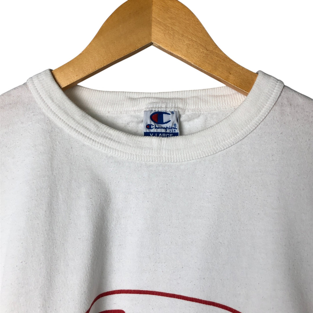 90'S Champion Logo Print T-Shirt Made in USA Men's XL Vintage cotton white type Vintage Second Hand
