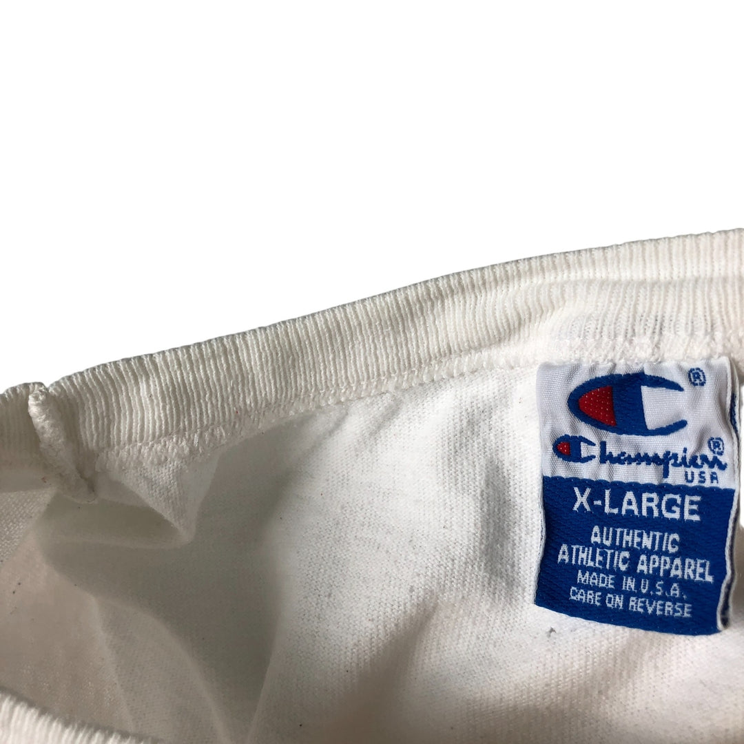90'S Champion Logo Print T-Shirt Made in USA Men's XL Vintage cotton white type Vintage Second Hand