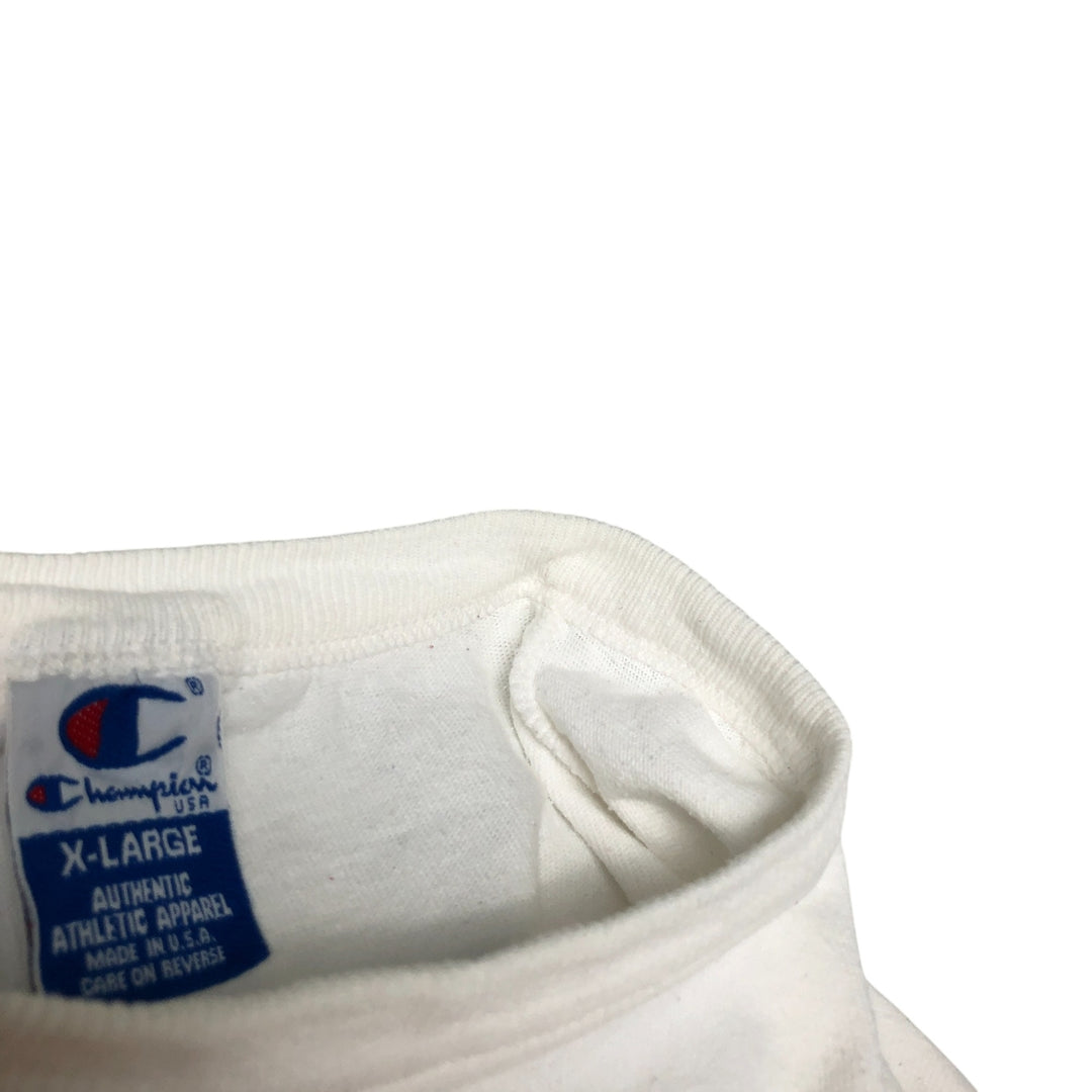 90'S Champion Logo Print T-Shirt Made in USA Men's XL Vintage cotton white type Vintage Second Hand