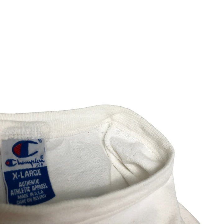 90'S Champion Logo Print T-Shirt Made in USA Men's XL Vintage cotton white type Vintage Second Hand