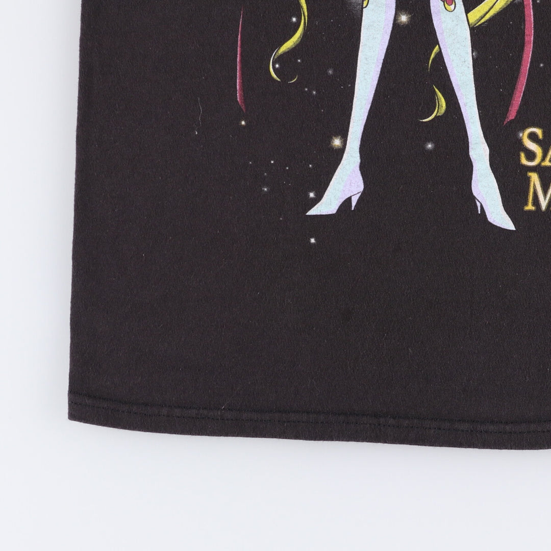 SAILOR MOON Pretty Guardian Sailor Moon Anime Character Print T-shirt Men's M size cotton black type Vintage Second Hand