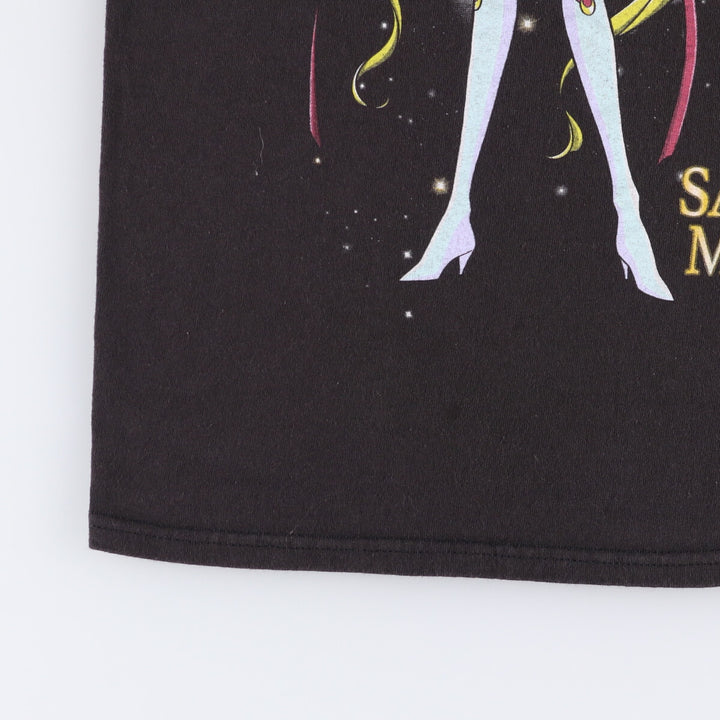 SAILOR MOON Pretty Guardian Sailor Moon Anime Character Print T-shirt Men's M size cotton black type Vintage Second Hand