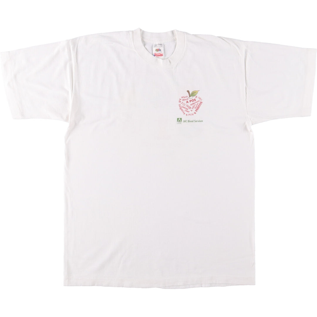 Fruit of the Loom printed T-shirt, made in El Salvador, men's size L, vintage cotton white type Vintage Second Hand